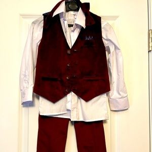 Burgundy and navy boys suit set - perfect for wedding! Worm once for photos